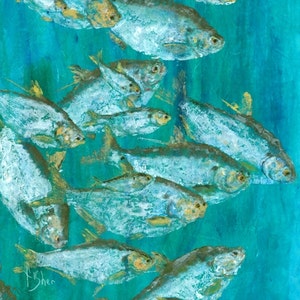 Shad - &quot;Dock Light&quot; - Gyotaku Fish Rubbing - Limited Edition Print (21 x 33)