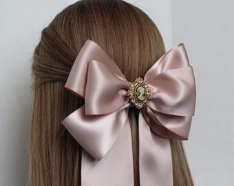 NOT FOR SALE - 8pc Satin Bow Hair Clips Long Tail Ribbon Barrettes Neutral Amazon.com : Set of 8 Big Satin Solid Ribbon French Barrette  main image 3