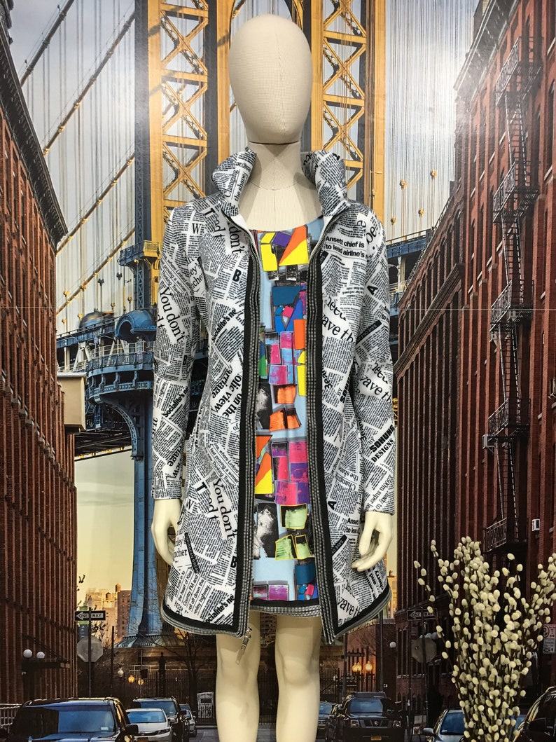 3/4 Newsprint Jacket/dress Etsy