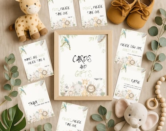 Safari Jungle Baby Shower Signs Bundle  Printable Zoo Animal Decor | jungle Animal Canva Template Bundle, Game Jungle Baby Shower