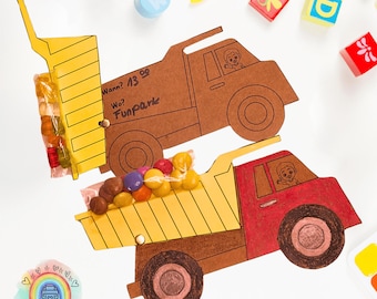 Excavator invitation for children's birthday | DIY invitation card with loading area | Birthday invitation to print | Construction site theme party