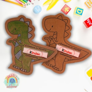 Invitation dinosaure anniversaire enfant | Carte d'invitation DIY avec compartiment chocolat | Invitation d'anniversaire à imprimer | Soirée sur le thème des dinosaures