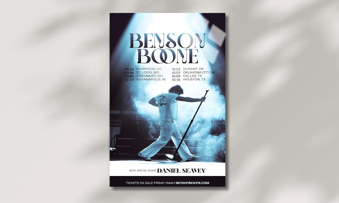 Benson Boone Concert Poster, Glass Print Wall Art Music Decor, Tour — free download