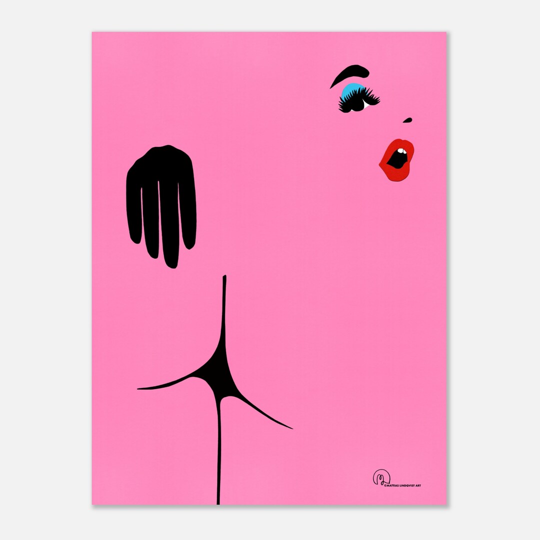 GLOVE! Pink Nude Woman Silhouette, Art Print From Papercut Original Art Work by Mattias