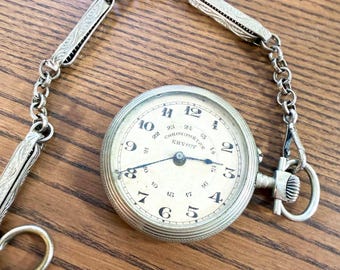 Montre de poche Ervict en Argent ? Suisse ancienne avec chaîne