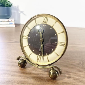 Antique JAZ gold design alarm clock - French spherical clock from the 50s