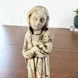 Neo-Medieval Mystic Virgin and Child, 1880, in stone, 19th century