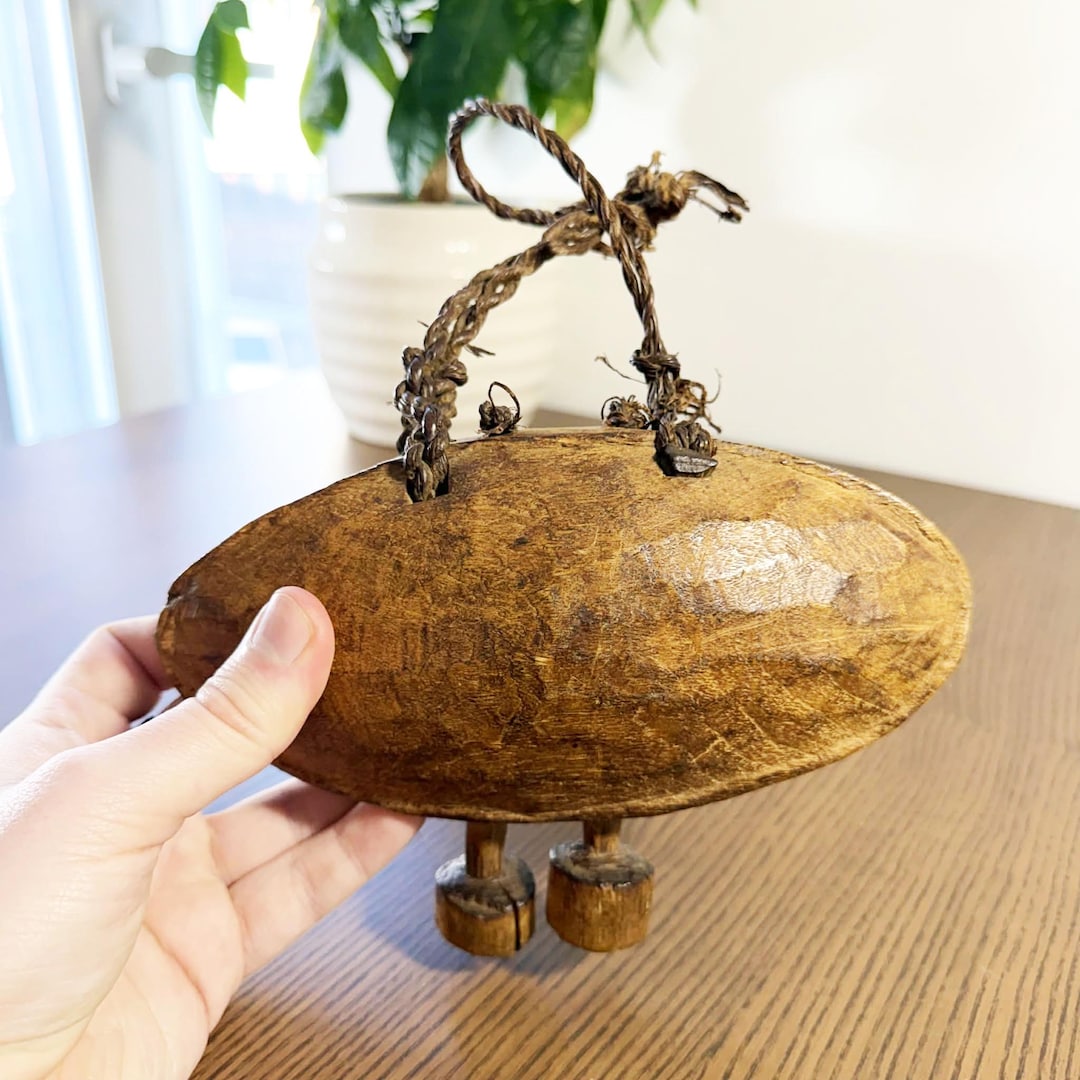 Traditional African Percussive Instrument: Tribal Rattle, Carved Gourd ...