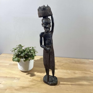 Rare Ancient African Makonde Statue – Tribal Wooden Sculpture Primitive Art from Tanzania Circa 1910