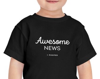 Peuter-T-shirt, "Geweldig nieuws... ik heb gepoept", grappig peutershirt, kinder T-shirt, peuter-T-shirt, peuter T-shirt, kindershirt, shirt kak grap