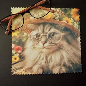 Cat microfiber lens cleaning cloth for glasses, phones, and tablets