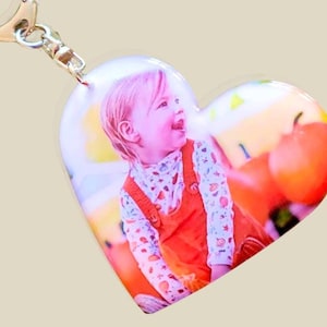 Custom Picture Keychain: Heart Photo Gift for Mom, Grandma