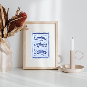 Pack of Five Fish Linoprint