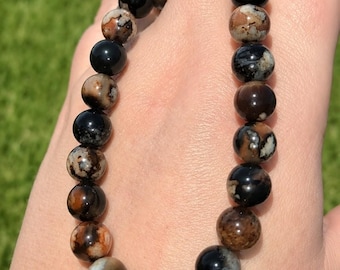 Black Flower Agate Crystal Bracelet #2