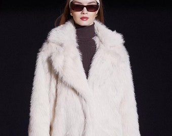 80's Heart Warmers White Fake Fur Coat | S - Etsy