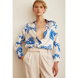 white satin button down blouse