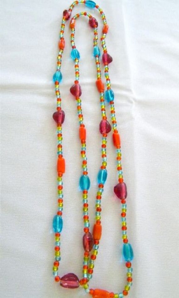 Vintage Long Glass Bead Necklace - image 2