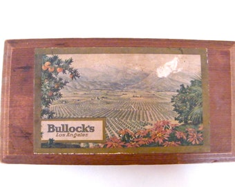 Bullock's Dept. Store Dovetailed Wooden Box  Los Angeles Vintage