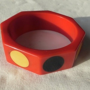 Red Bakelite Bangle Bracelet -- with dots ...lower price!