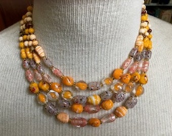 Two multi-strand glass bead necklaces from Japan