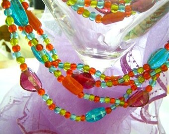 Vintage Long Glass Bead Necklace