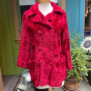 Faux Fur Red Coat Vintage 60s