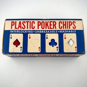 Vintage Ace Plastic Poker Chips Set, 100 Count, Original Box, Made USA