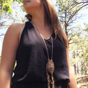 Handwoven Hemp Amulet Pouch Necklace: Beach Treasure Keeper Custom