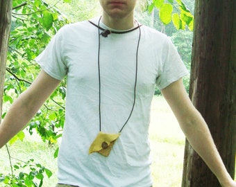 Primitive Rustic Soft Leather Pouch Necklace , Costume;  Native American Style , LARP, Reenactment