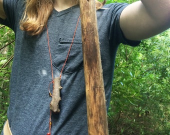 Tree Bark Pouch Amulet Necklace,Tusset Rust, Dark Orange, Medicine Bag, Juniper Bark, Natural Tree Jewelry,  Native American Style