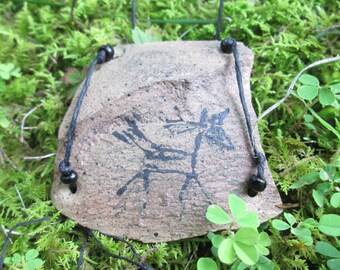 Potsherd Jewelry: Horses, glyph, Petroglyph, Primitive Native American