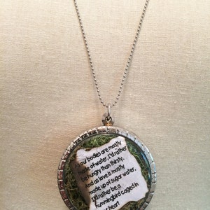 Hummingbird Terrarium Necklace, Love Quote, Jarod Kintz, Sugar water, Locket