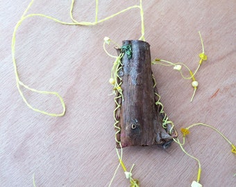 Teal Tree Bark Pouch Amulet Necklace, Medicine Bag