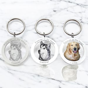 Custom Photo Engraved Keychain: Personalized Pet Memorial Gift