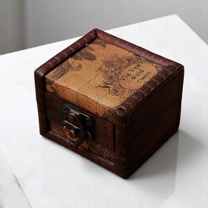 Caja rústica de madera para mapas: pequeño cofre para guardar joyas y gemelos, estuche de recuerdos, regalo hecho a mano para él o ella.