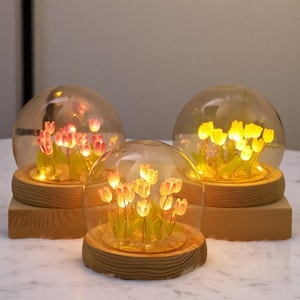 Handmade Tulip Night Light: LED Floral Bedside Lamp