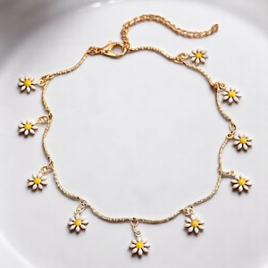 Daisy Flower Anklet: Boho Beach Ankle Bracelet