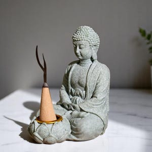 Zen Sitting Buddha Sculpture: Aromatherapy Tea Table Decor