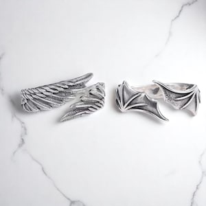 Angel Demon Wings Ring – Gothic Punk Open Ring for Men & Women, Handmade Unisex Jewelry Gift