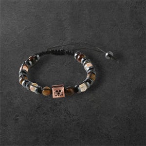 Men&#39;s Bracelet with Tiger Eye, Citrine, and Hematite Stones | Natural Stone Zircon Bracelet