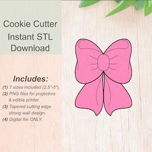 Tall Bow Cookie Cutter-STL Digital File + PNG Image