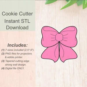 Bow Cookie Cutter-STL Digital File + PNG Image