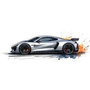 Sport Car Clipart Sport Car Png Black Racing Car, Watercolor Sport Car Clipart, High Quality JPG, Clipart, Junk Journal Digital Download