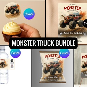 Bundle Editable Zombie Monster Truck Birthday Invitation Zombie Monster Truck Invite Bull Monster Truck Party Invite Boys Birthday Party