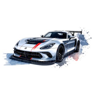 Sport Car Clipart Sport Car Png Silver  Racing Car, Watercolor Sport Car Clipart, High Quality JPG, Clipart, Junk Journal Digital Download
