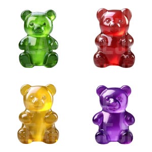 20 Gummy Bears Clipart | Realistic Cute Candy Bear JPG | Colorful Digital Download for Stickers, Sublimation, 3D gummy Bear Clipart