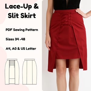 Corset Lace-Up Skirt Sewing Pattern PDF | High Waist Panel Skirt | Women’s Skirt Pattern | Sizes EU 34–48