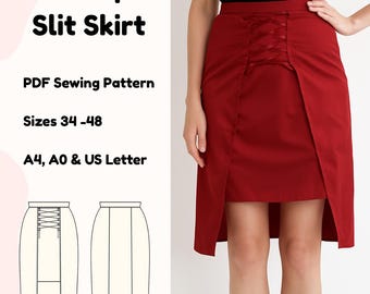 Corset Lace-Up Skirt Sewing Pattern PDF | High Waist Panel Skirt | Women’s Skirt Pattern | Sizes EU 34–48