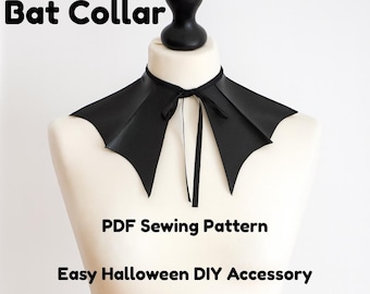 Bat Collar PDF Sewing Pattern | Halloween Accessory | Easy DIY Costume | Detachable Faux Leather Collar | A4 & US Letter