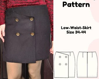 Patrón de costura para falda cruzada de talle bajo / Falda para mujer (Tallas 34-44) (PDF)